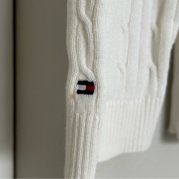 Vintage Y2K Tommy Hilfiger Cable Knit V-Neck Sweater - Prep Coastal Old Money - Picture 8 of 12
